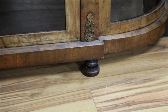 A Victorian marquetry inlaid walnut credenza, W.4ft 11in. D.1ft 3in. H.3ft 5in.